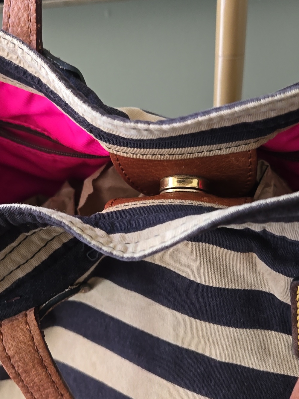 Dooney & Bourke Navy and Cream Striped Canvas Tote - Picture 7 of 12